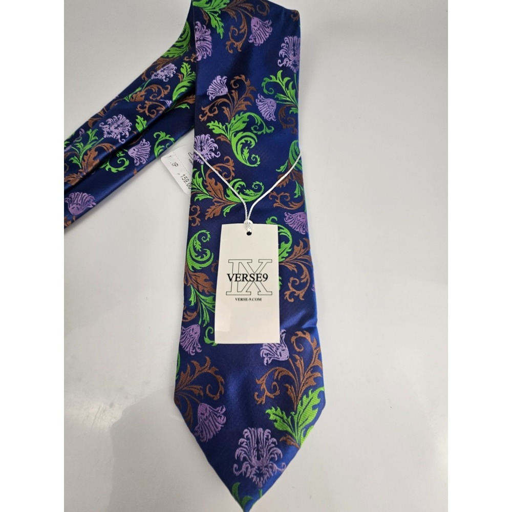 Verse 9 NWT Silk Blue Baroque‎ Tie & Pocket Circle MSRP $159